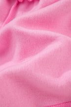 Strawberry Pink Color Block Pullover and Lace-up Elastic Waist Shorts Set