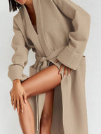 Waffle Knit Tie Waist Lounge Nightgown