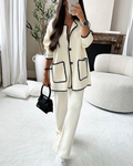 Women's Edge Decorated Casual Two-Piece Set - Stylish Jacket and Pants Outfit