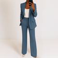 Elegant & Modern Two-Piece Suit: Premium Polyester Stretch Blazer & Trousers for Versatile Occasions