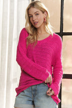Adora V-Neck Drop Shoulder Long Sleeve Sweater