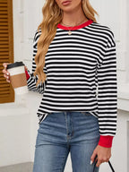 Striped Long Sleeve Casual T-Shirt
