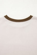 Parchment Striped Colorblock Patchwork Drop Shoulder Sweatshirt