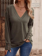 V-Neck Long Sleeve T-Shirt