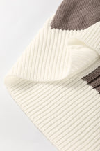 Khaki Checkered Color Block Crew Neck Short Sleeve Sweater