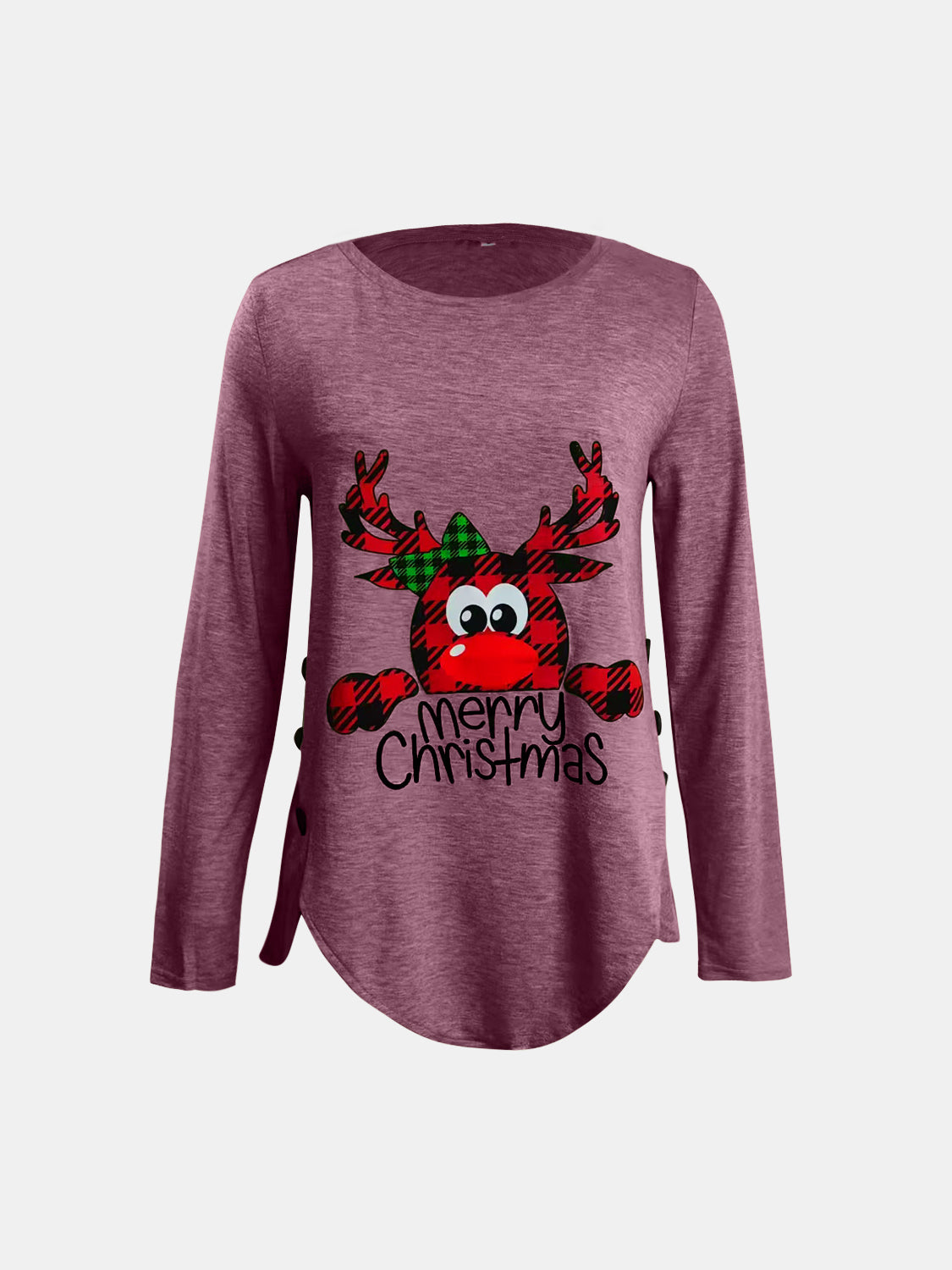 Blue Zone Planet |  Full Size Reindeer Round Neck Long Sleeve T-Shirt