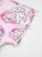 Santa Claus Print V Neck Tee Drawstring Pants 2pcs Lounge Set