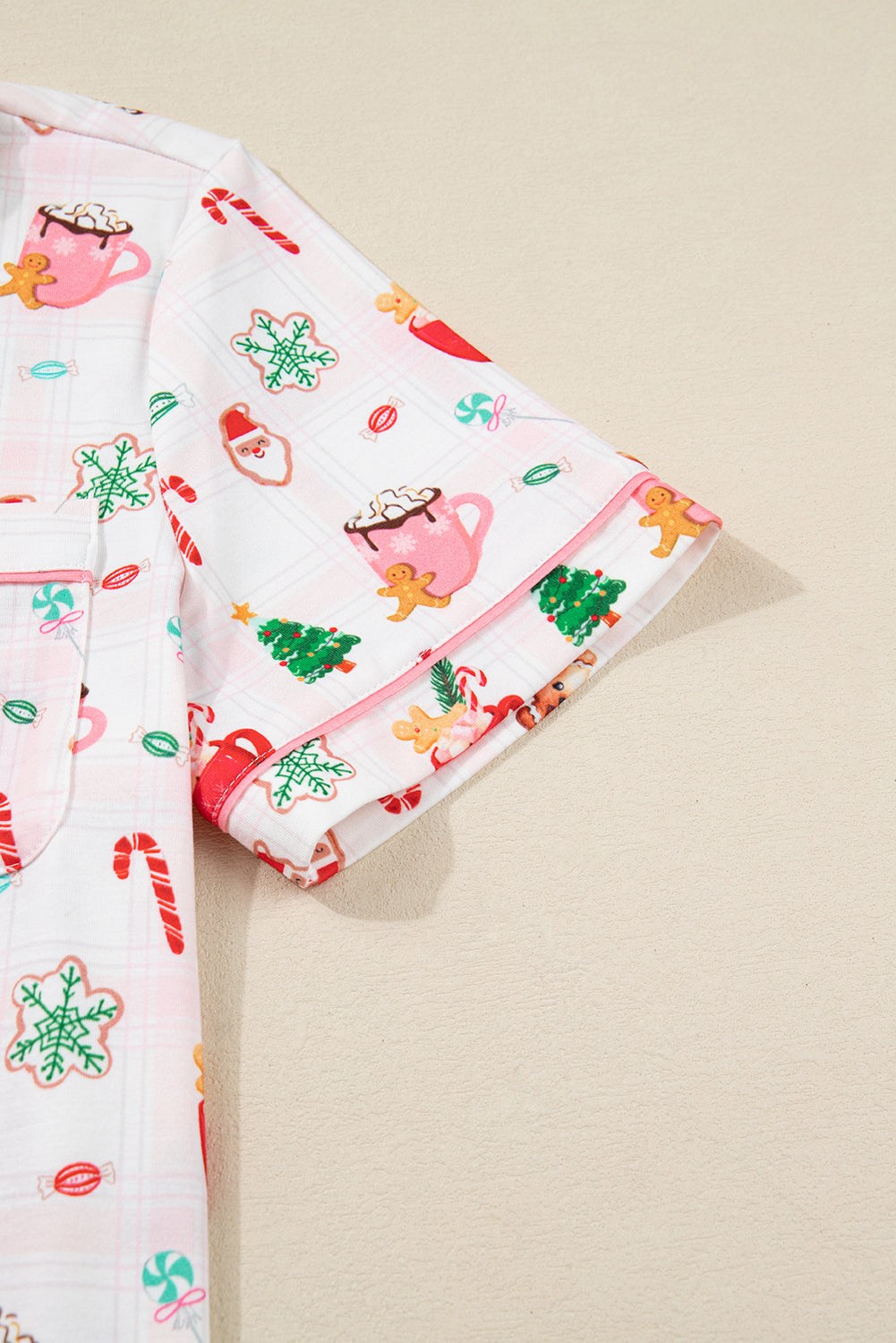 Cozy Pink Christmas Spirit Holiday Print Short Sleeve Pajama Set - 2-Piece Sleepwear