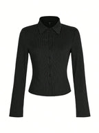 Kim's Striped Button Up Long Sleeve Shirt
