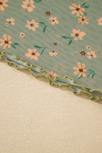 Laurel Green Vintage Floral Print Southern Style Mesh Long Sleeve Top