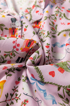 Festive Pink Christmas Holiday Print Nutcracker Long Sleeve Pajama Set with Shorts - 2 Piece Sleepwear