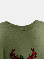 Blue Zone Planet |  Full Size Reindeer Round Neck Long Sleeve T-Shirt