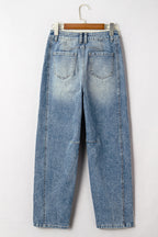 Dusk Blue Vintage Washed Seam Detail Shift Jeans