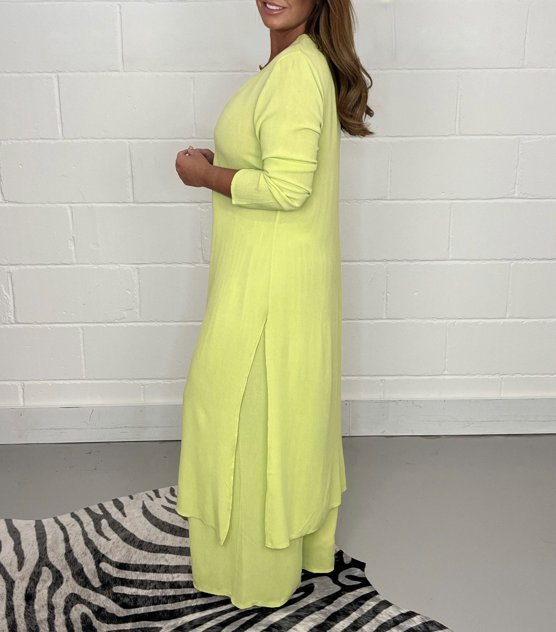 Elegant V-Neck Tie-Front Casual Two-Piece Set: Long Top and Wide-Leg Pants
