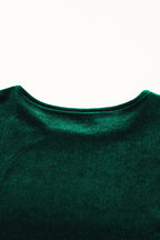 Evergreen Sequin Puff Sleeve High Waist Tiered Velvet Mini Dress