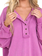 Half Snap Long Sleeve Sweatshirt