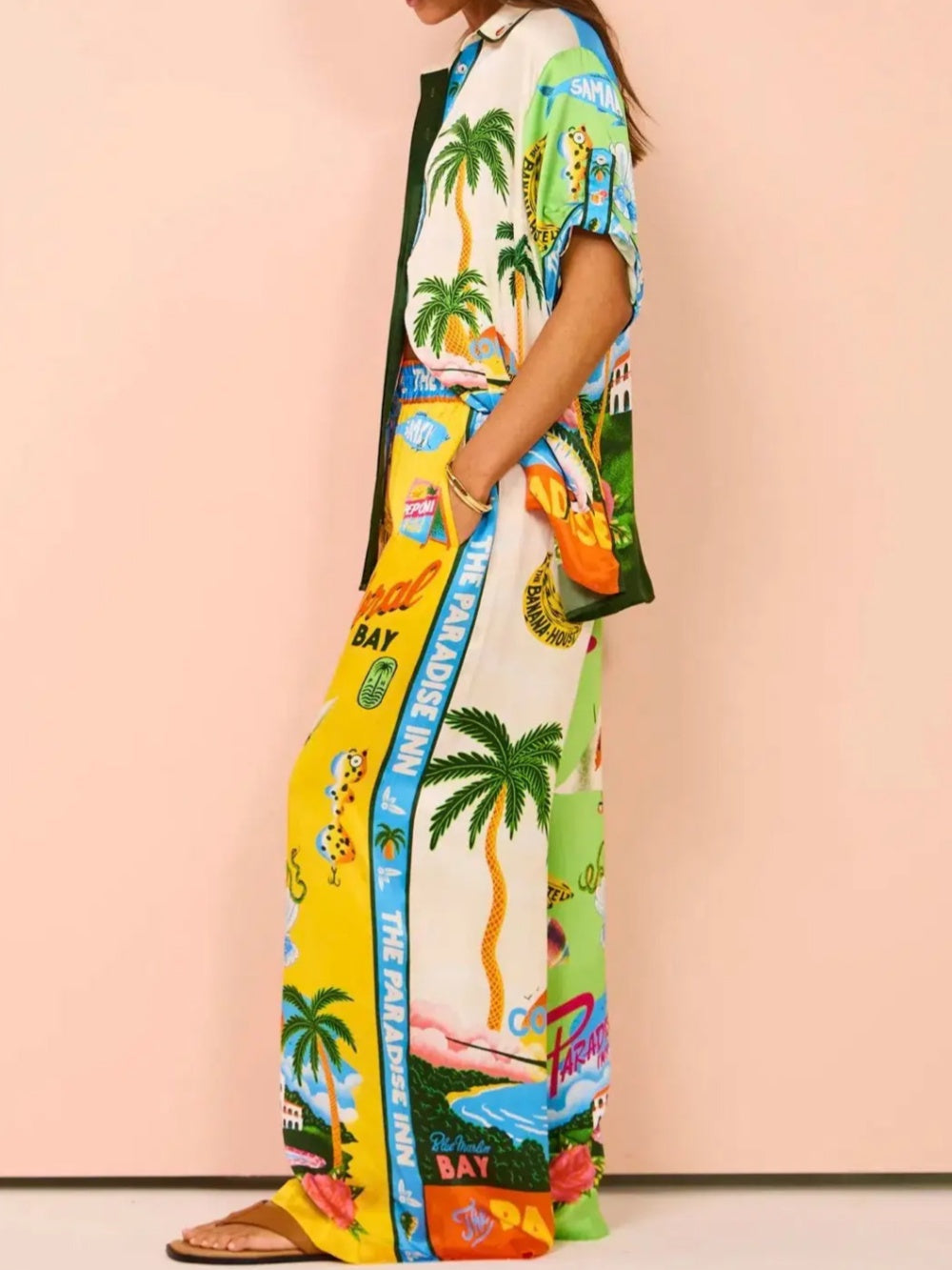 Chic Summer Casual Loose Vacation Printed Two-piece Set for Women