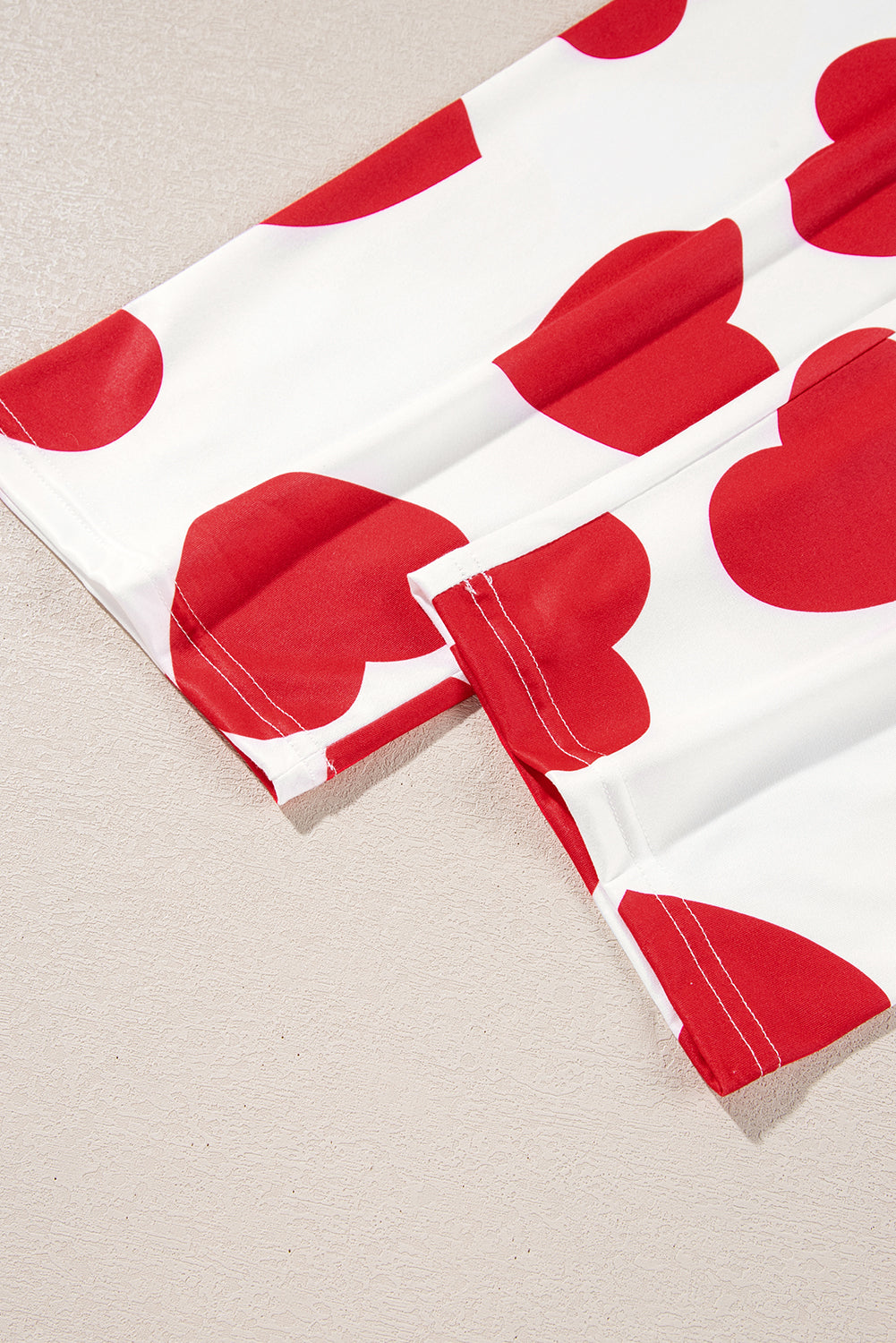 Red Ruffled Tank Top & Heart Print Pants - Cozy & Stylish Lounge Set for Women