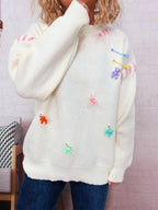 Bear Decoration Round Neck Sweater