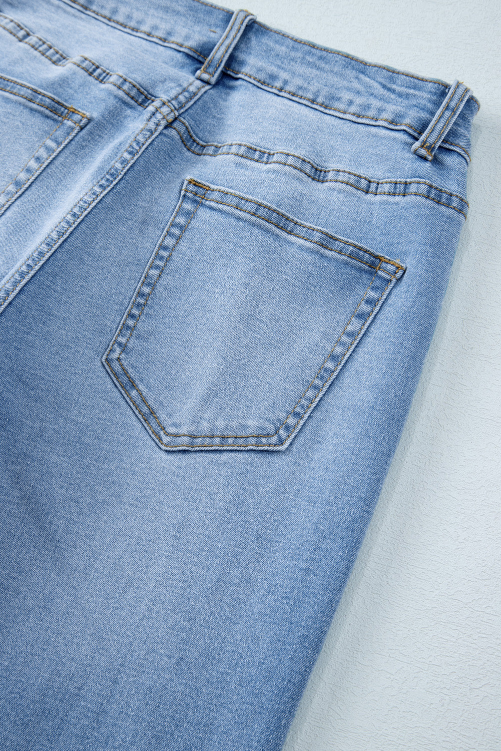 Dusk Blue Raw Hem Straight Leg Loose High Waist Jeans