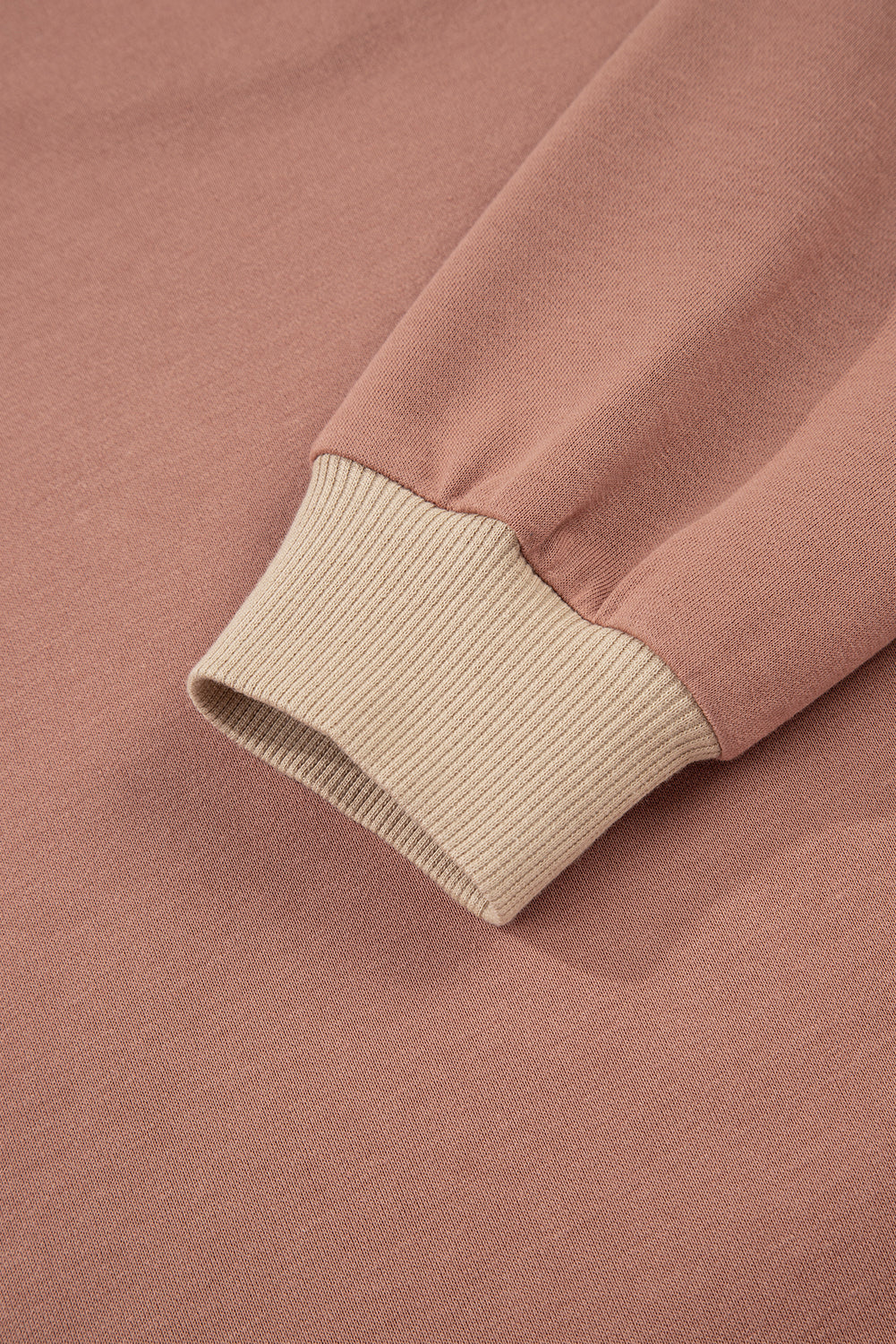 Khaki Color Block Long Sleeve Crop Top Drawstring Pant Set