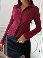 Kim's Striped Button Up Long Sleeve Shirt