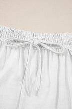 Light Grey Abstract Print Loose Drop Sleeve Hoodie Elastic Waistband 2pcs Pant Set