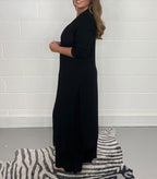 Elegant V-Neck Tie-Front Casual Two-Piece Set: Long Top and Wide-Leg Pants