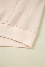 Beige Raw Edge Flower Patch Drop Shoulder Casual Top