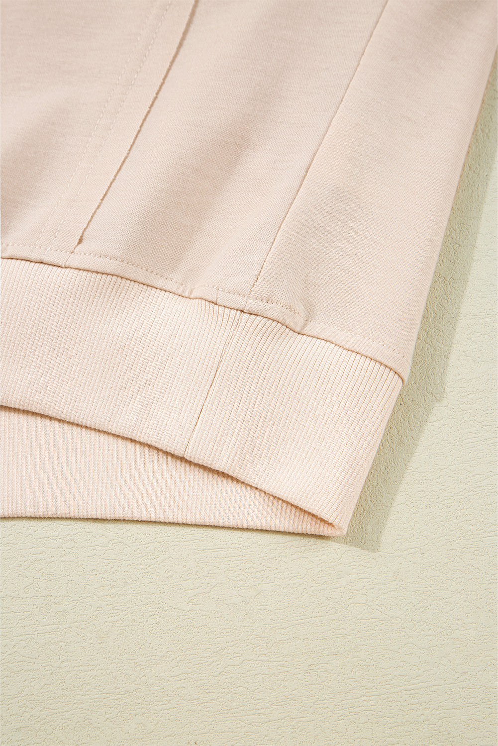 Beige Raw Edge Flower Patch Drop Shoulder Casual Top