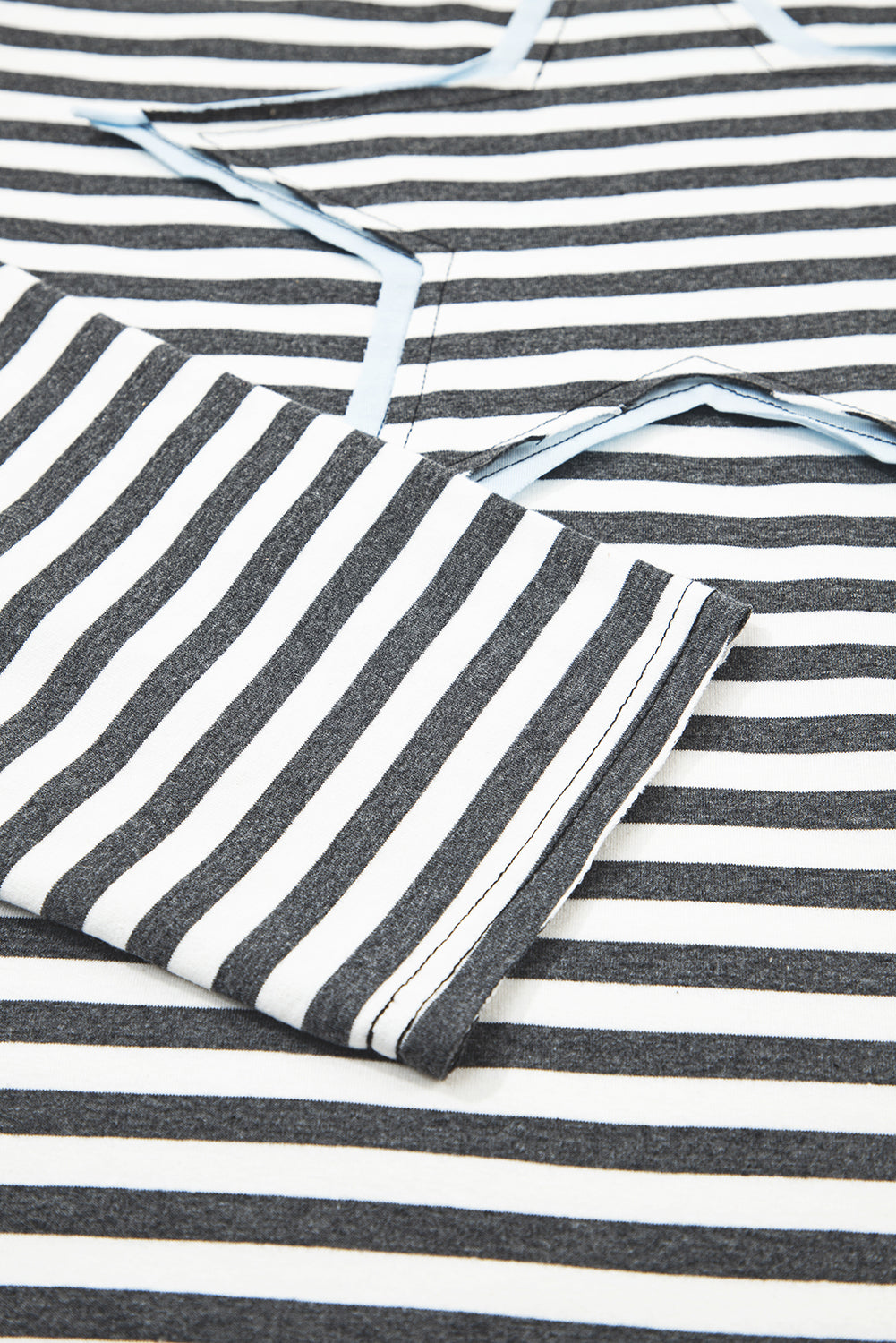 Gray Stripe Starry Patch Drop Shoulder Raw Edge Casual Knit Top