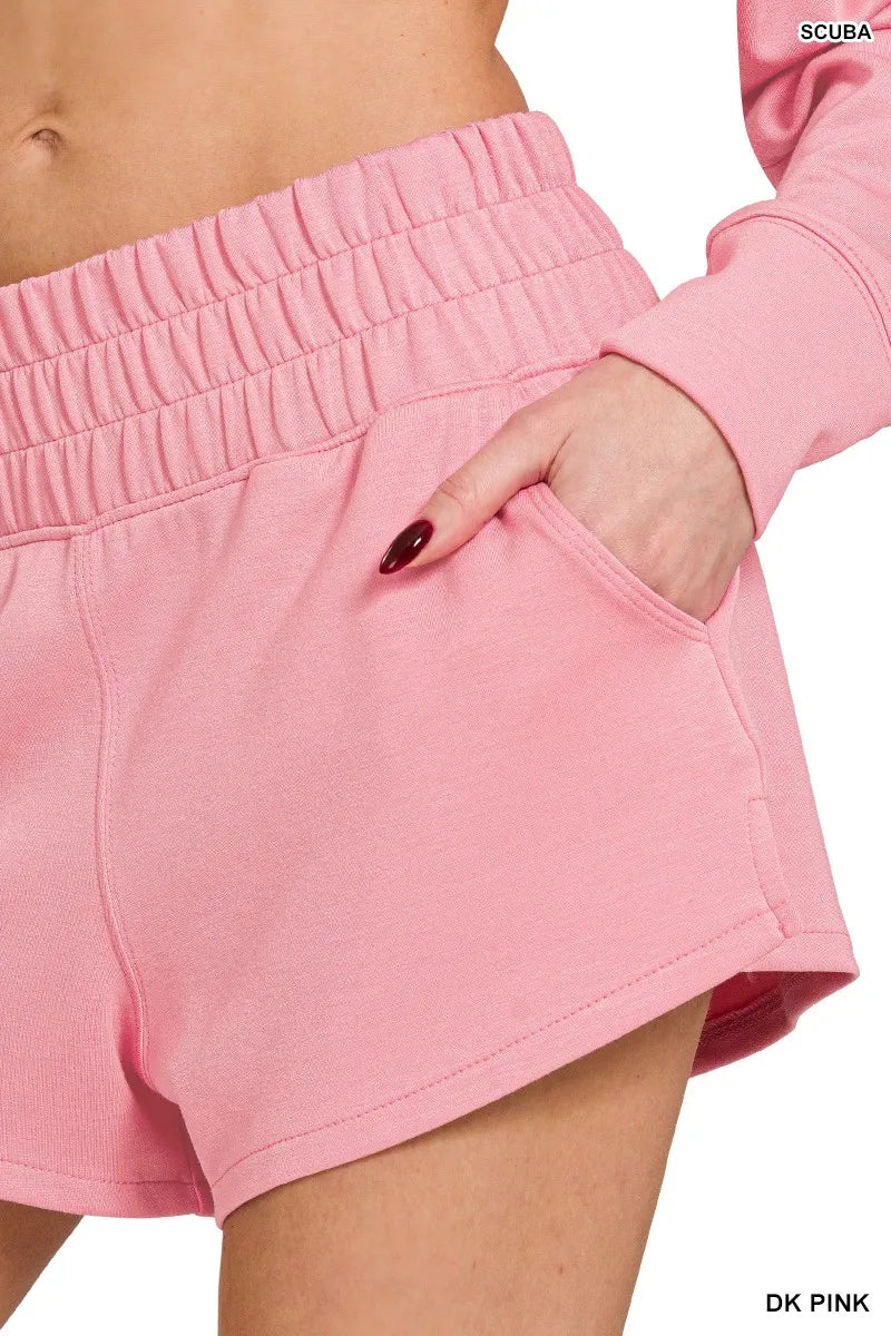 Zenana Scuba Long Sleeve Sweatshirts & Shorts Set