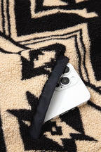 Black Western Aztec Half Zip Plush Sweatshirt