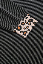 Carbon Grey Twisted Rib Texture Leopard Patchwork Detail 2pcs Pant Set