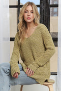 Adora High-Low Side Slit V-Neck Sweater
