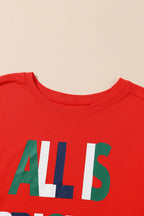 Cozy "ALL IS BRIGHT" Graphic Christmas Plaid Pajama Set for Women - Festive Long Sleeve Top & Jogger Pants