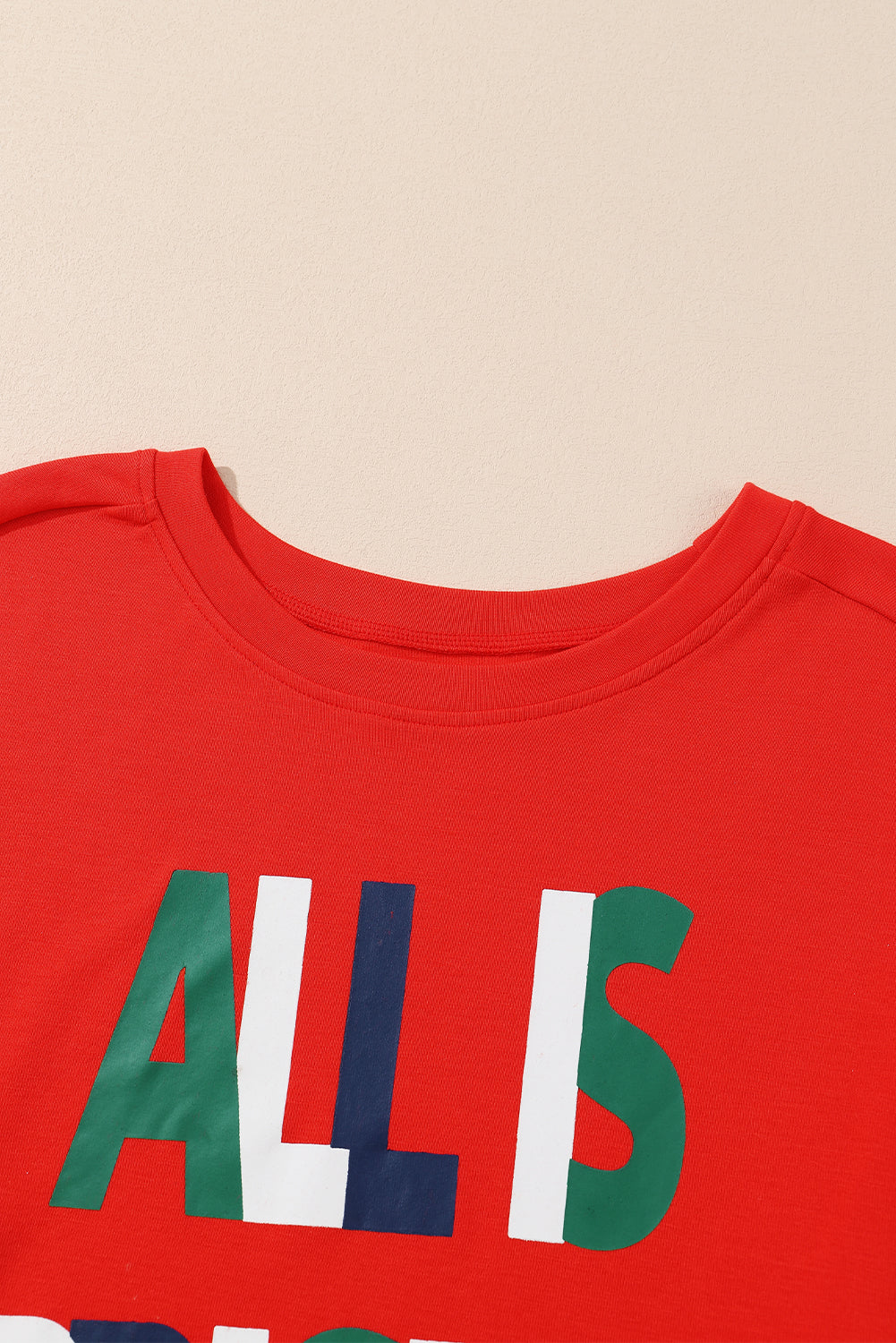 Cozy "ALL IS BRIGHT" Graphic Christmas Plaid Pajama Set for Women - Festive Long Sleeve Top & Jogger Pants