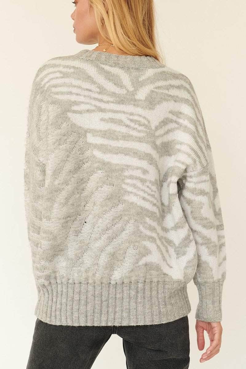 Blue Zone Planet |  A Zebra Print Pullover Sweater