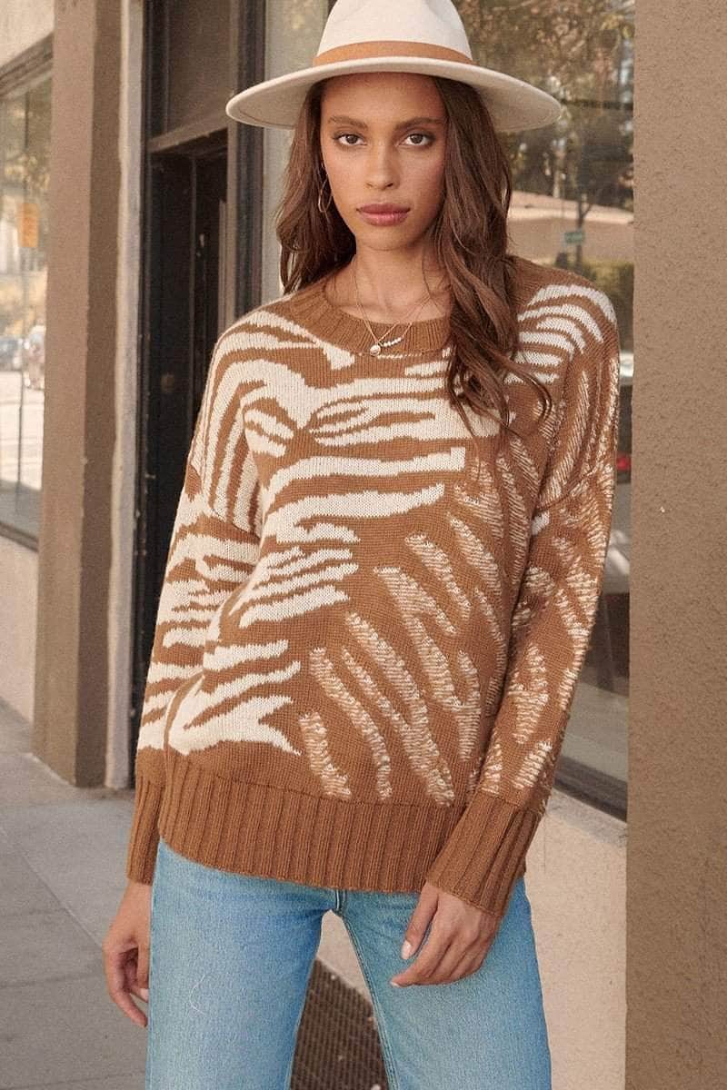 Blue Zone Planet |  A Zebra Print Pullover Sweater
