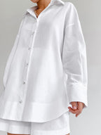 Women's 2-Piece Casual Cotton Beach Shorts Set - Comfortable & Stylish