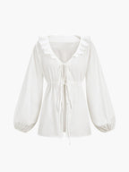 Women's Cotton & Linen Cowgirl Melody Two-Piece Shorts Set - Casual Ruffle Design