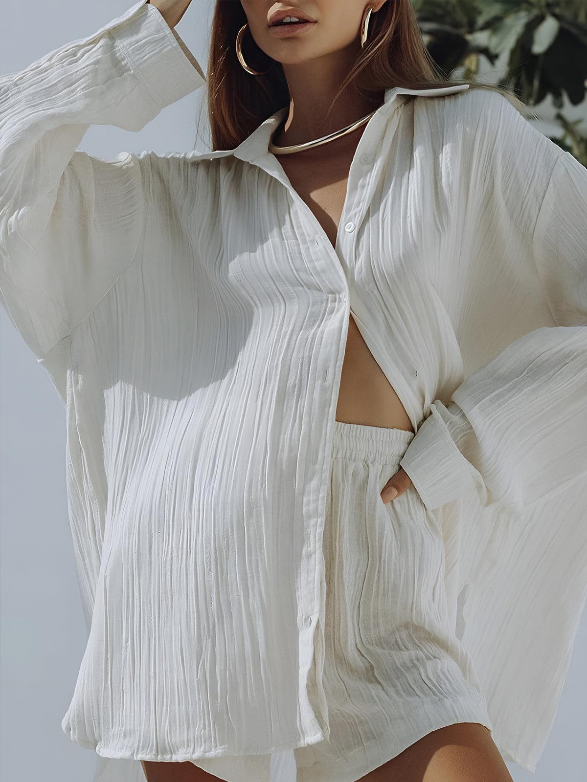 Comfortable Cotton Blends Drawstring Shorts Set with Pockets - Perfect for Casual Wear and Athleisure