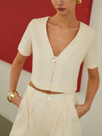 Comfortable Cotton & Linen Blend Shorts Set with Pockets - Ideal for Casual Wear & Vacations