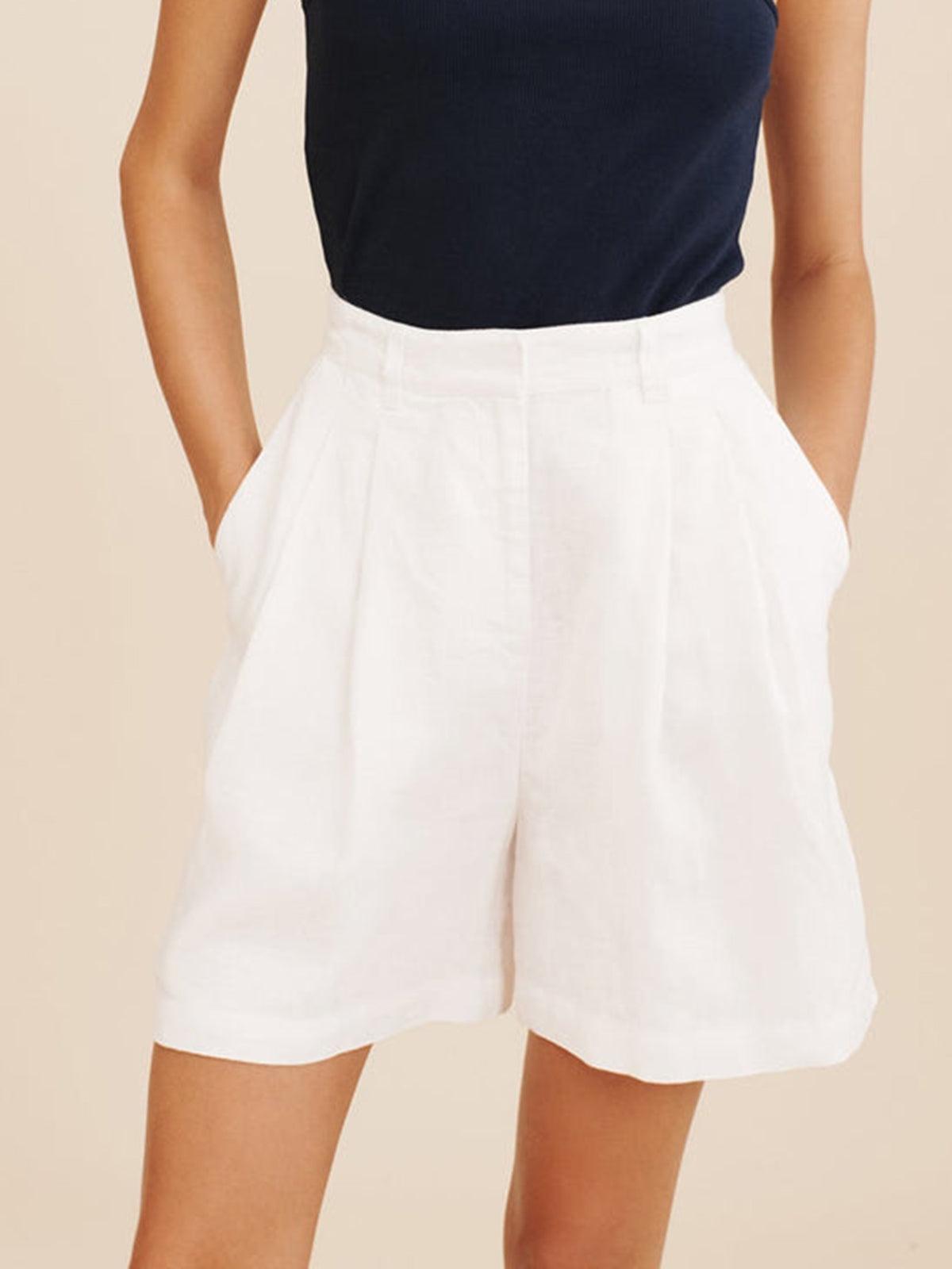 Women's Solid 100% Cotton Crop Top and Shorts Set - Comfortable & Elegant for Leisure, Work, Vacation