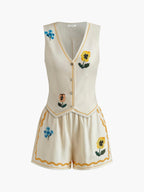 Women's Floral Print Tank Top and Shorts Set - Casual Summer Vacation Loungewear