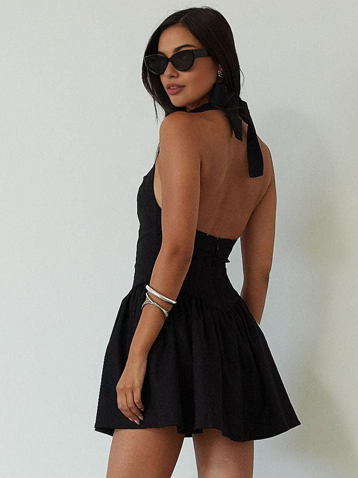 Elegant Halter Neck Panel Corset Short Dress for Special Occasions