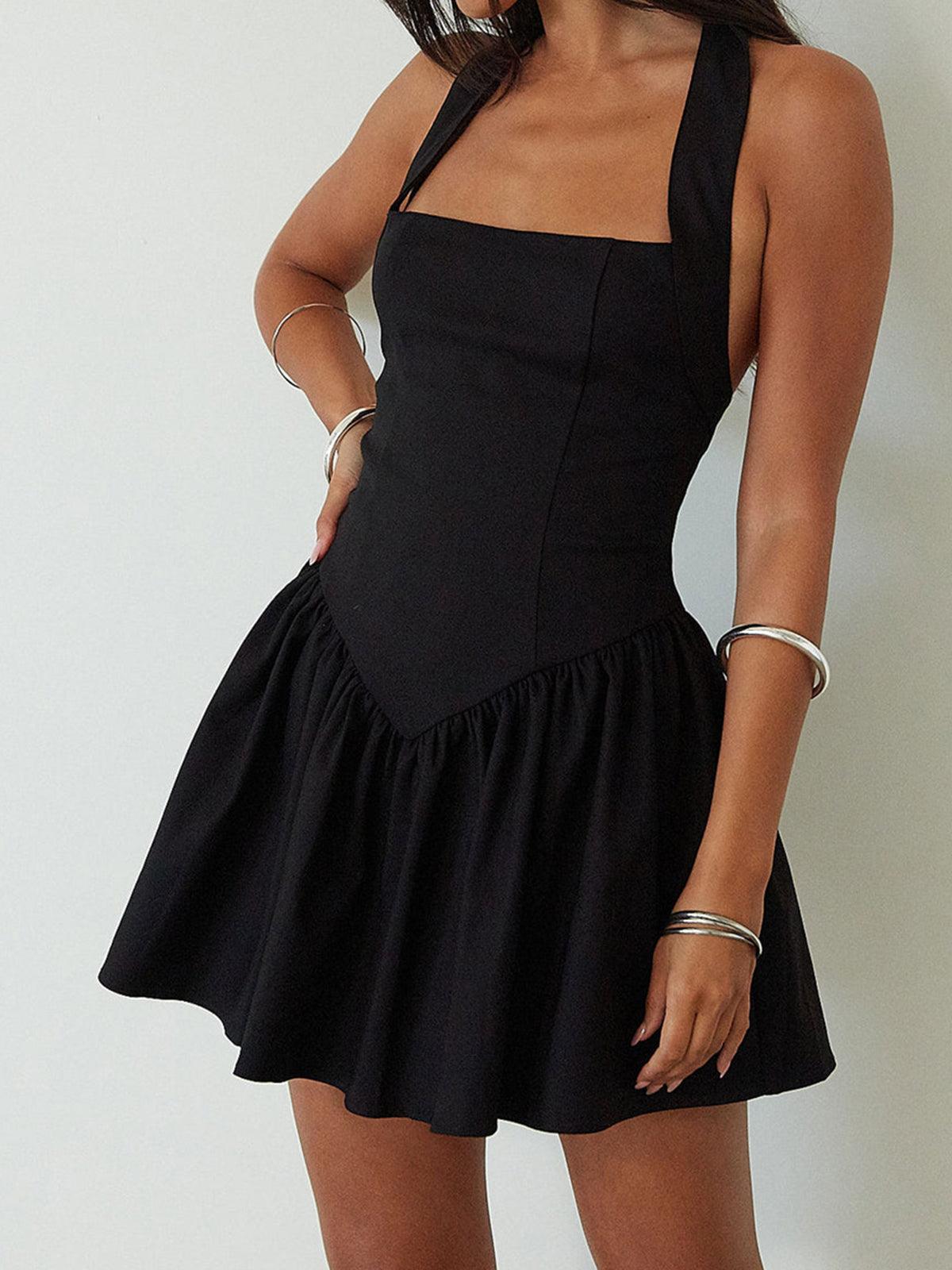 Elegant Halter Neck Panel Corset Short Dress for Special Occasions
