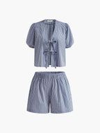 Women's Plaid Lace-Up Casual Shorts Set - Perfect for Leisure and Vacation