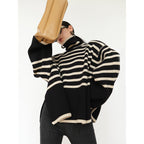 Anne's High-End Striped Loose Outer Sweater