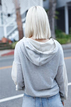 Blue Zone Planet |  Belt & Reversed Details Zip-up Hooded Sweater